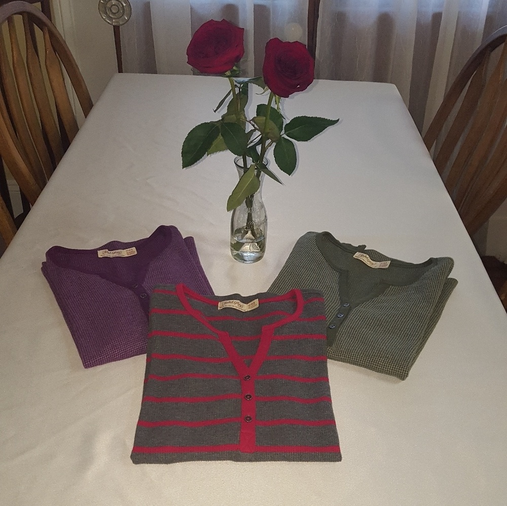 Three Faded Glory thermal tops
